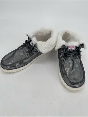 Hey Dude Wendy Fold Black Metallic  Women’s Shoes Size 8